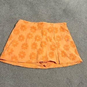 american eagle orange flower skirt
